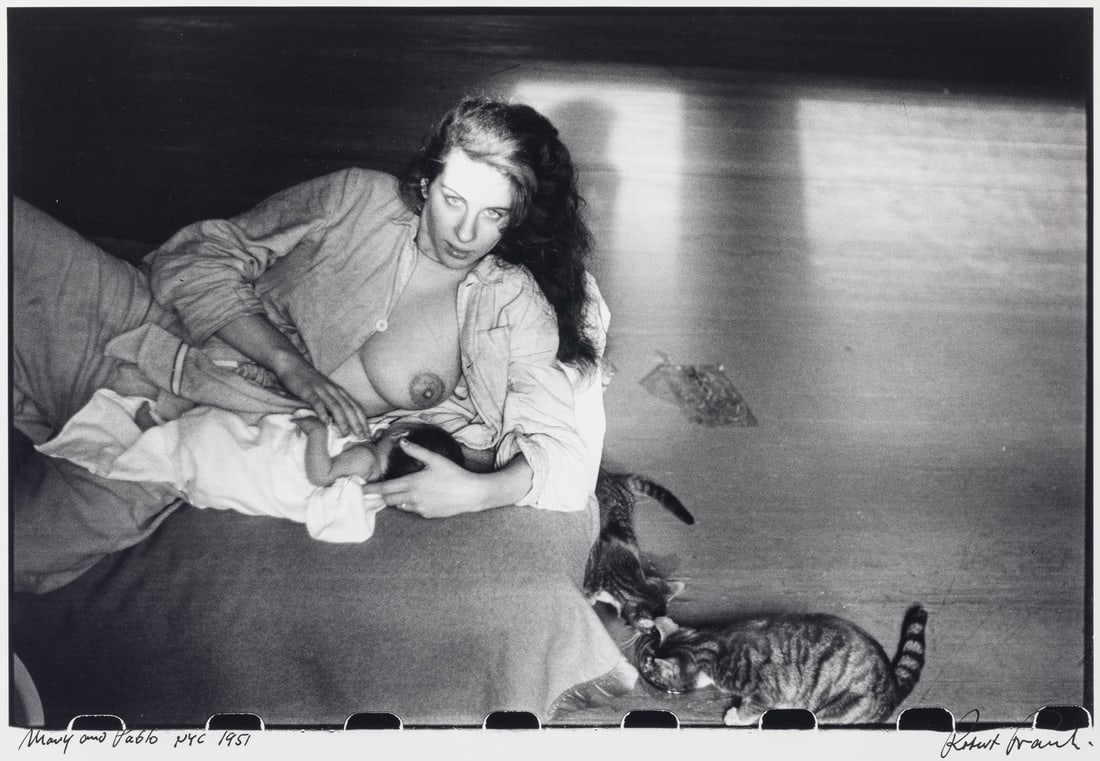 Robert Frank (1924-2019) Mary and Pablo, New York City, 1951: Robert Frank (1924-2019) Mary and Pablo, New York City, 1951 Gelatin silver print, printed later, signed, titled and dated in ink in the margin. image: 8 1/2 x 13in. (21.6 x 33cm.) sheet: 11 x 14in. (