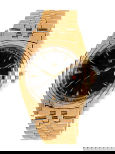 ROLEX, REF. 6030 18K YELLOW GOLD 'OYSTER PERPETUAL DATEJUST' WATCH: ROLEX, REF. 6030 18K YELLOW GOLD 'OYSTER PERPETUAL DATEJUST' WATCH Maker: Rolex Model: Oyster Perpetual Datejust Reference number: 6030 Serial number: 676677 Case size: Approx. 34 mm Case material: 18