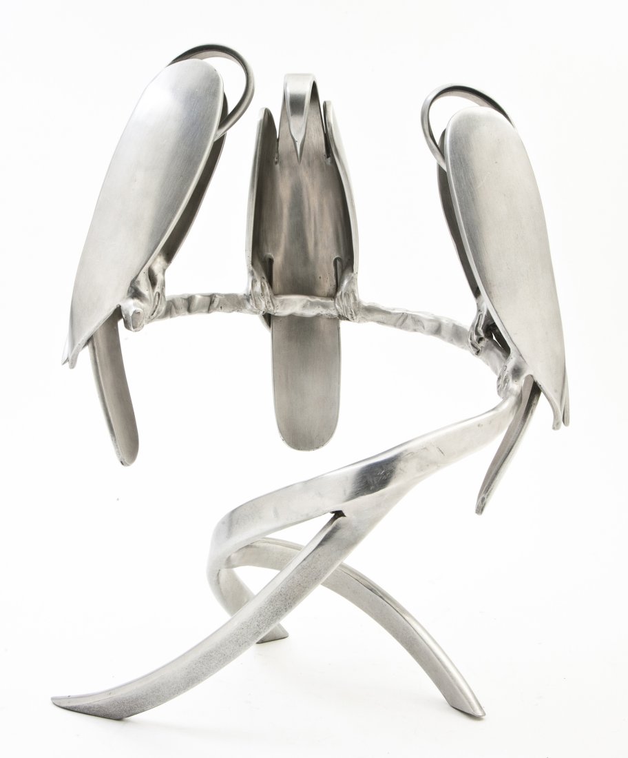 Bill Keating, (20th century), Three Birds, 1974: Bill Keating (20th century) Three Birds, 1974 aluminum 16 1/4 x 12 1/2 inches.