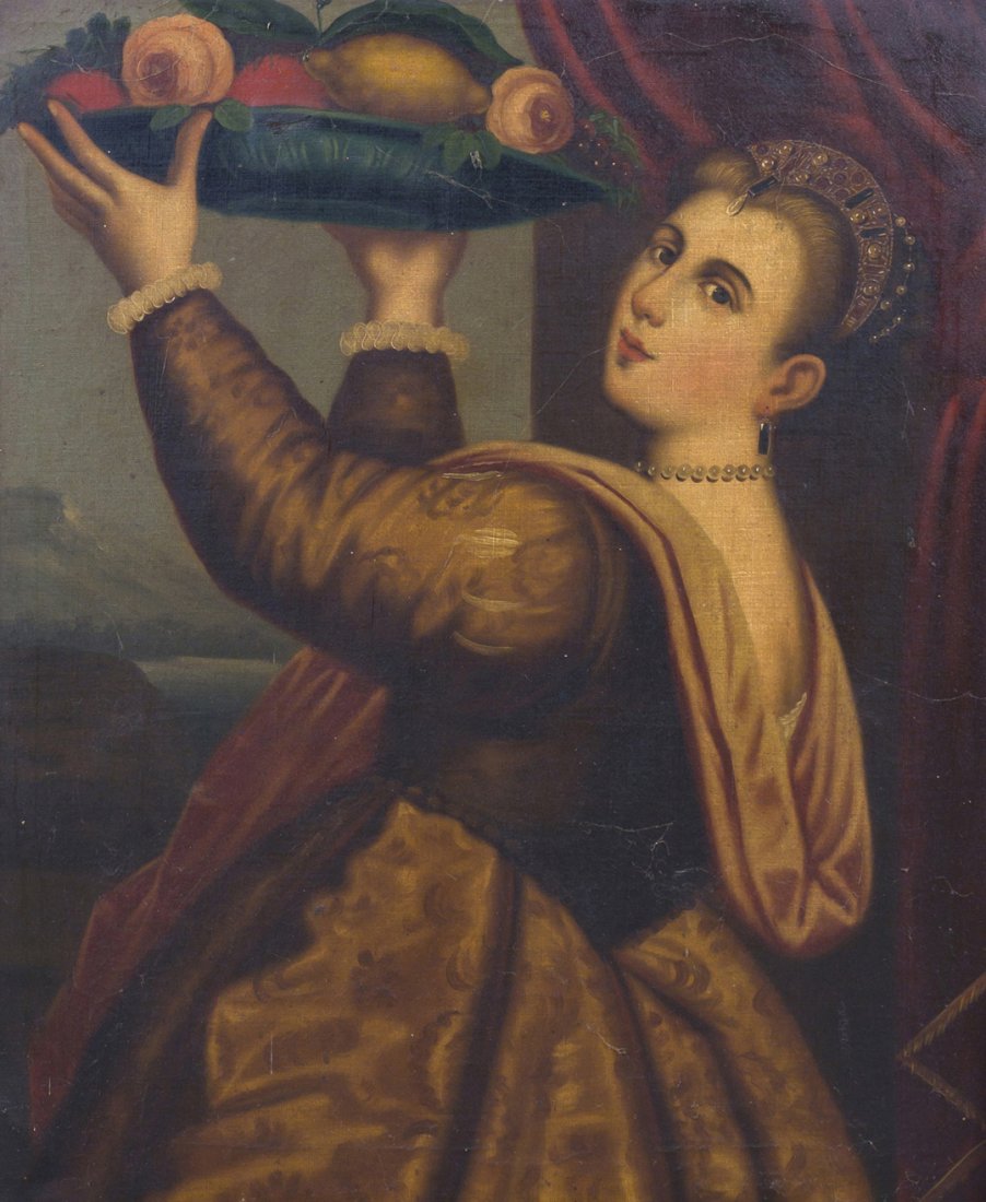 Continental School, (19th century), Woman with Ba: Continental School (19th century) Woman with Basket oil on canvas 30 1/2 x 25 1/8 inches. Property from the Collection of A. Phillip Trier, Wilmette, Illinois