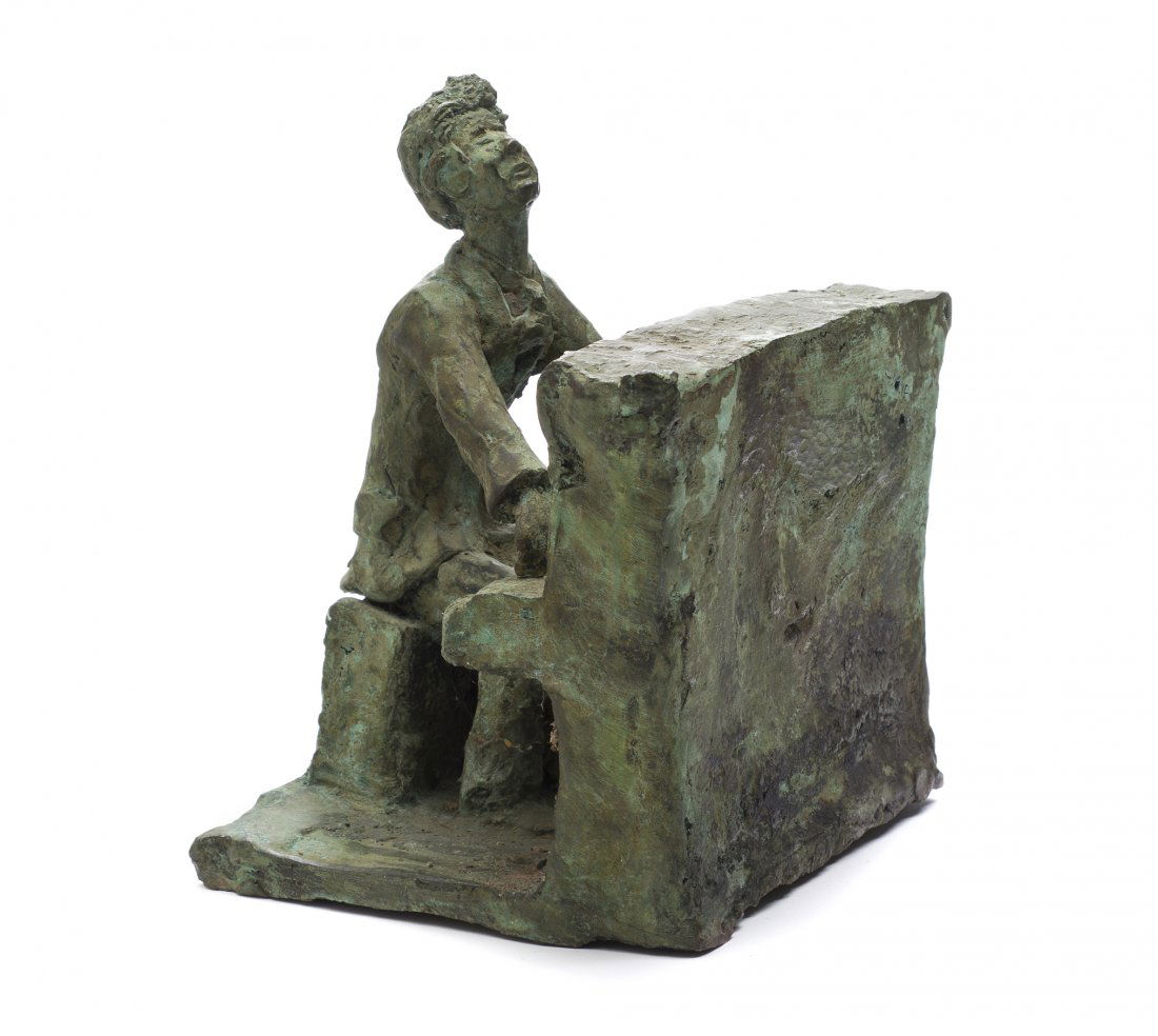 Monyo Simon Mihailescu-Nasturel (Prince Monyo), (: Monyo Simon Mihailescu-Nasturel (Prince Monyo) (Romanian, 20th century) Pianist bronze 9 x 7 inches.
