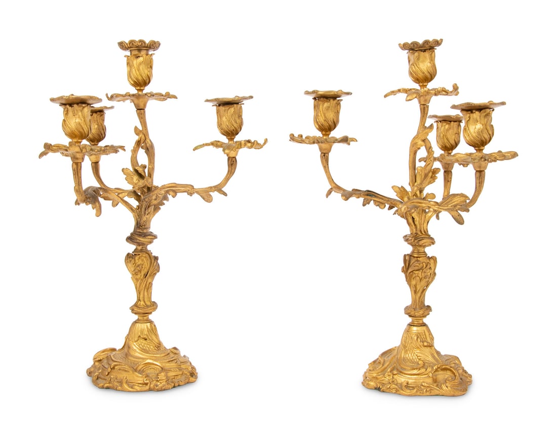 A Pair of Louis XV Style Gilt Bronze Four-Light Candelabra (1 of 4)
