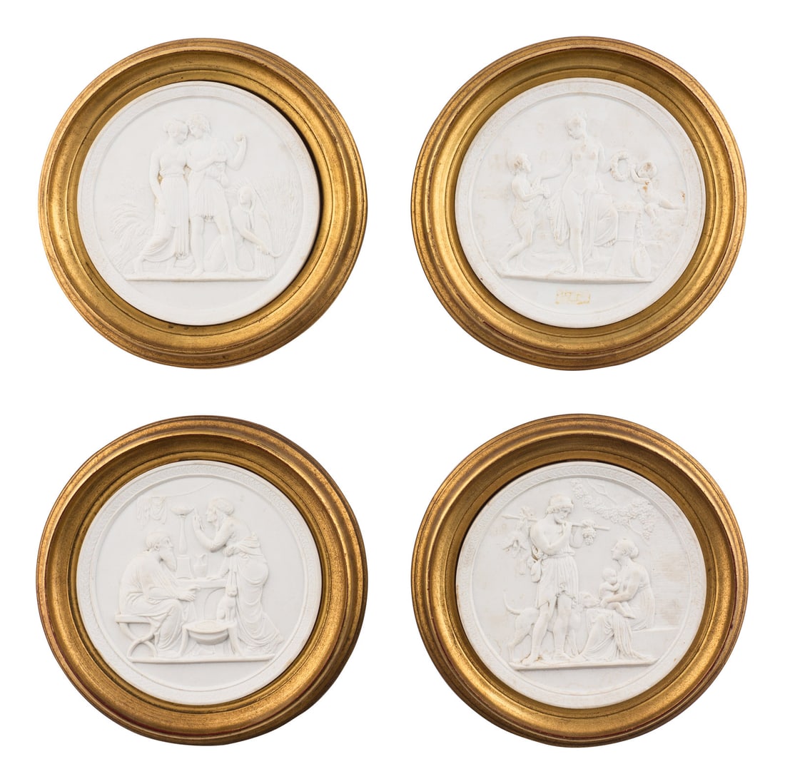 Four Framed Biscuit Porcelain Plaques Depicting the Four Ages of Man After Bertel Thorvaldsen (1 of 5)