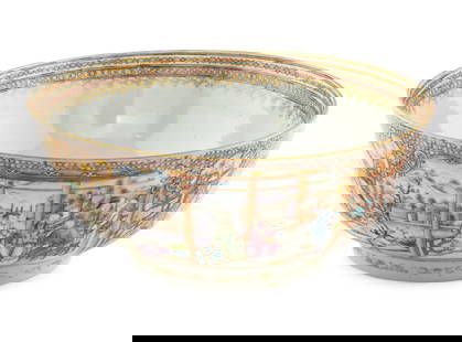 A Chinese Export Porcelain Punch Bowl: A Chinese Export Porcelain Punch Bowl Early 19th Century Height 4 5/8 x diameter 11 inches. This lot is located in Chicago. Property from the Estate of Ward Gerard Gosselin, Batavia, IL Ward Gerard Go