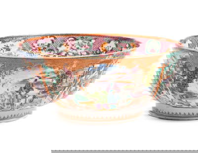 A Chinese Export Porcelain Punch Bowl: A Chinese Export Porcelain Punch Bowl 19th Century Height 4 3/8 x diameter 10 inches. This lot is located in Chicago. Property from the Estate of Ward Gerard Gosselin, Batavia, IL Ward Gerard Gosselin