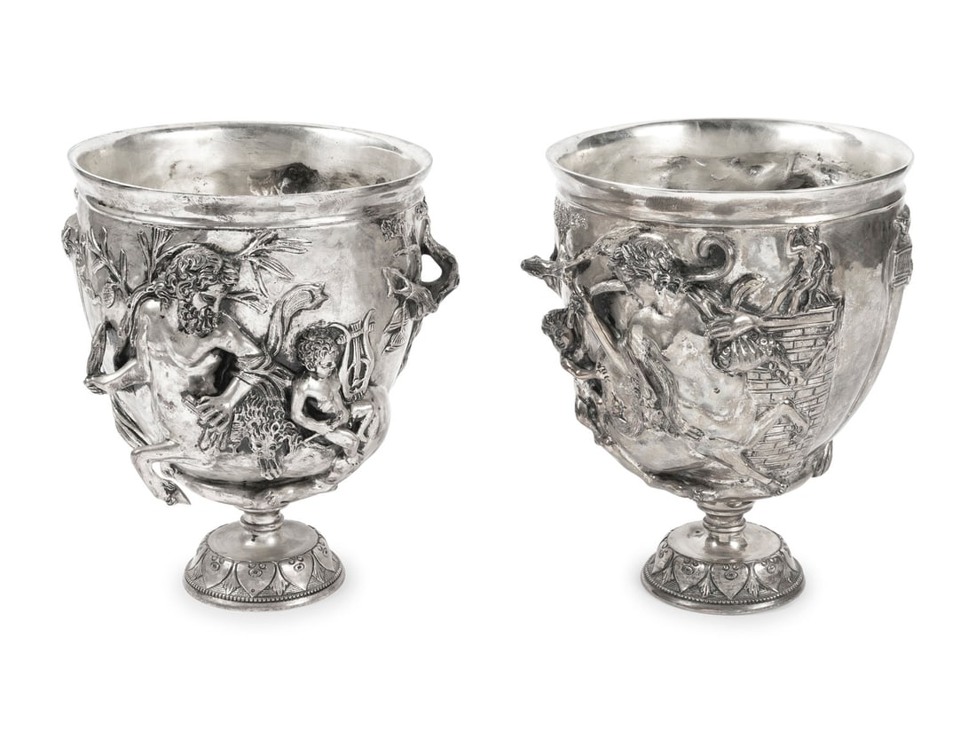 A Pair of Silvered Bronze Chalices After Vincenzo Gemito (1 of 3)