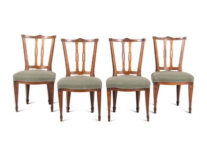 A Set of Four Dutch Fruitwood Dining Chairs: A Set of Four Dutch Fruitwood Dining Chairs Late 18th Century Height 36 1/2 x width 20 inches. This lot is located in Chicago.