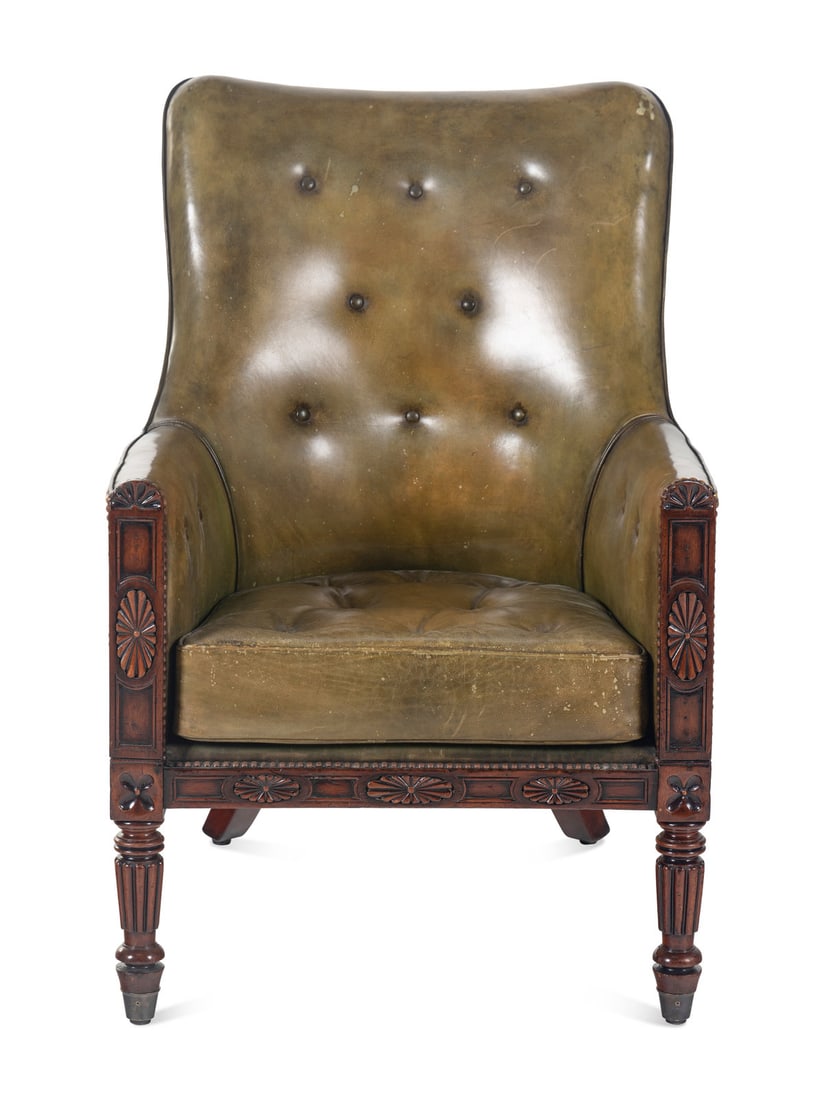 A Late William IV Mahogany Leather-Upholstered Armchair (1 of 5)