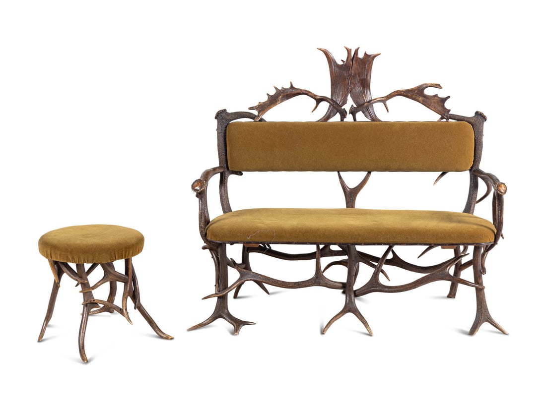 A Victorian Horn Bench and Stool (1 of 5)