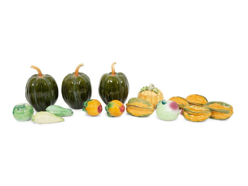 A Collection of Fifteen Miscellaneous Glazed Ceramic Fruits and Vegetables (1 of 5)