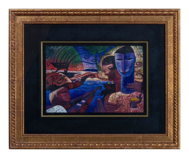 Adrian Wong Shue (Chinese-Jamaican, born 1952) Lotus Land: Adrian Wong Shue (Chinese-Jamaican, born 1952) Lotus Land gouache on rice paper signed and dated Wong Shue '73 to upper left 12 1/2 x 18 1/2 inches. This lot is located in Cincinnati.</