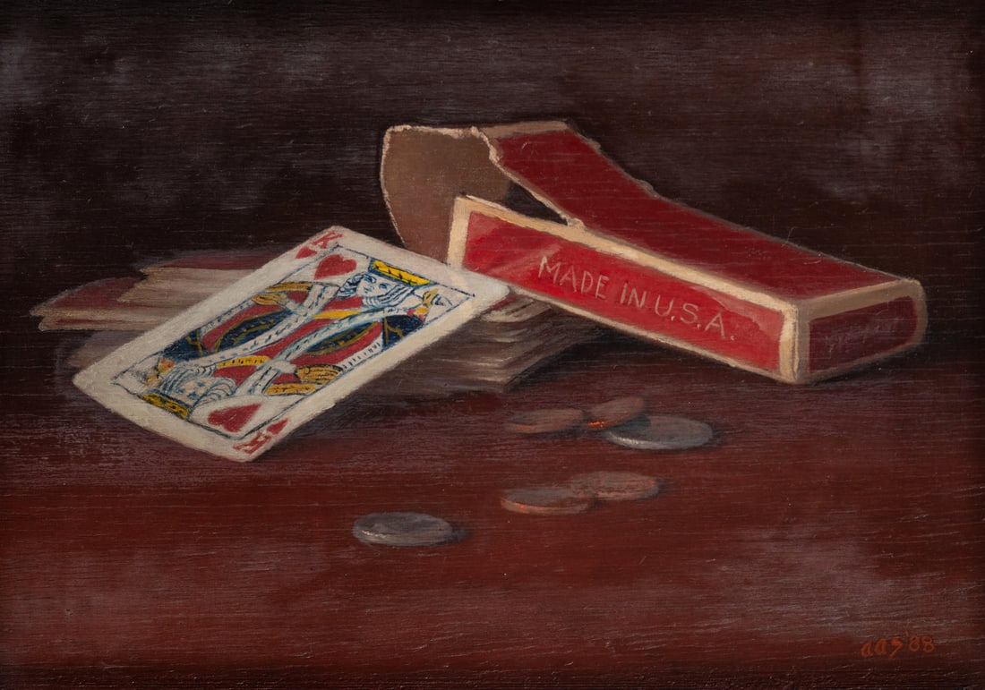 Aaron Shikler (American, 1922-2015) The King of Lamatz, 1988: Aaron Shikler (American, 1922-2015) The King of Lamatz, 1988 oil on board signed with initials AAS and dated (lower right) 5 1/2 x 8 1/4 inches. The Collection of Philip and Judith Sieg, Bellefonte, P