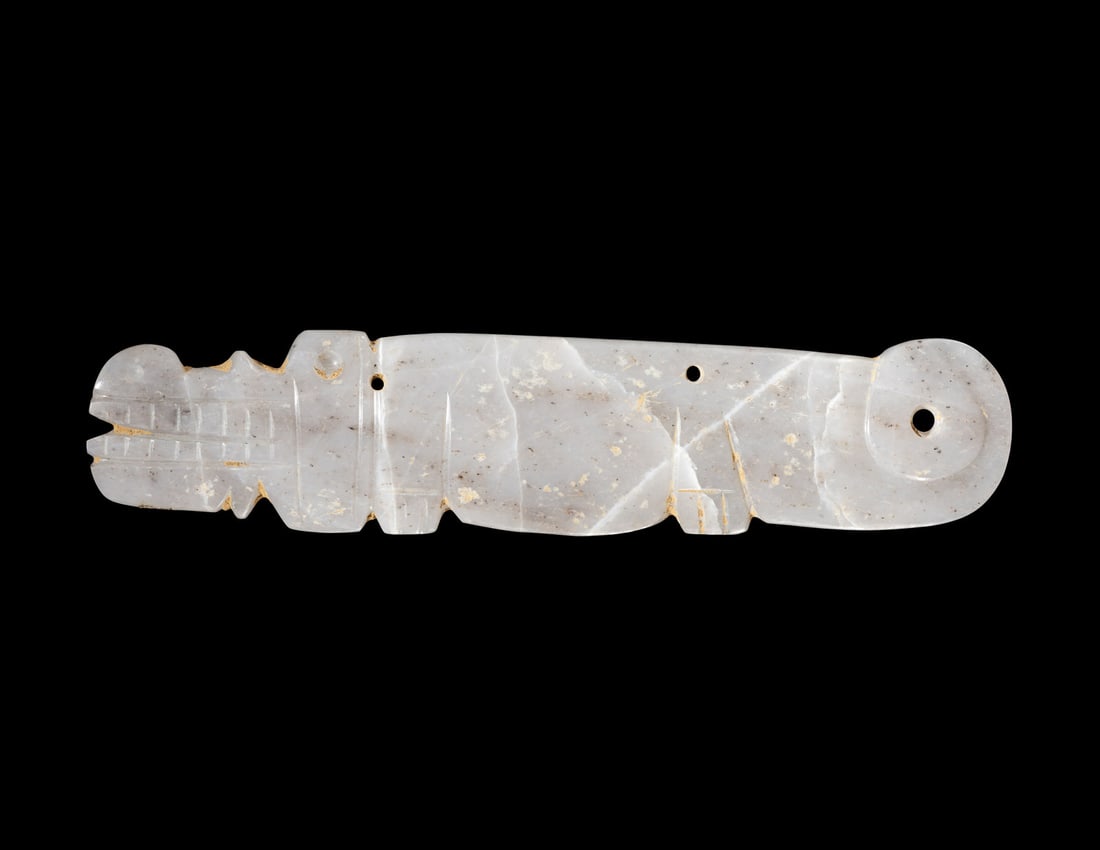 A Costa Rican White-Jade Caiman Bar Pendant (1 of 2)