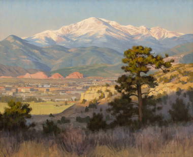 Jay Moore (American, b. 1964) Pikes Peak Morning: Jay Moore (American, b. 1964) Pikes Peak Morning oil on canvas signed Jay Moore (lower right) 30 x 36 inches