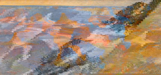 Jay Moore (American, b. 1964) South Rim - Grand Canyon: Jay Moore (American, b. 1964) South Rim - Grand Canyon oil on canvas signed Moore (lower left) 10 x 20 inches