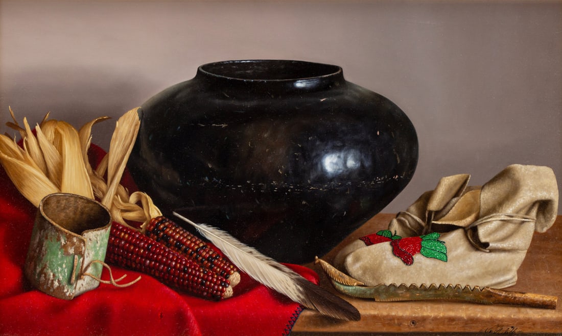 William Acheff (American, b. 1947) Corn Dancer, 1990: William Acheff (American, b. 1947) Corn Dancer, 1990 oil on canvas signed Wm Acheff and dated (lower right); signed, titled and dated (verso) 16 x 26 inches Property from the Collection of Robert P. H