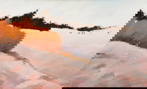 B.C. Nowlin (American, b. 1949) Rendezvous: B.C. Nowlin (American, b. 1949) Rendezvous oil on board signed Nowlin (left edge) 30 x 48 inches