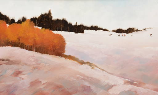 B.C. Nowlin (American, b. 1949) Rendezvous: B.C. Nowlin (American, b. 1949) Rendezvous oil on board signed Nowlin (left edge) 30 x 48 inches