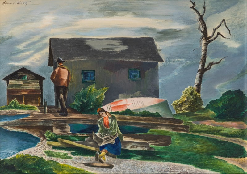 William Samuel Schwartz
(American/Russian, 1896-1977)
The Old Boat House (The Artist and His Wife),  (1 of 6)