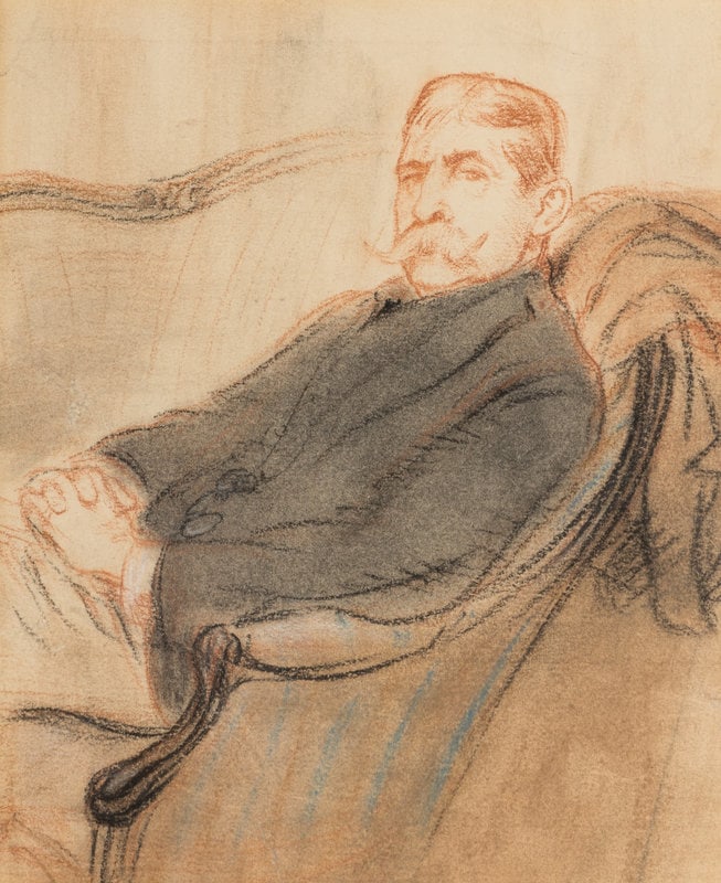 William Glackens (American, 1870-1938) F. Hopkinson Smith, c. 1908: William Glackens (American, 1870-1938) F. Hopkinson Smith, c. 1908 pastel on paper inscribed F. Hopkinson Smith (verso) 10 1/2 x 8 5/8 inches. This lot is located in Chicago.