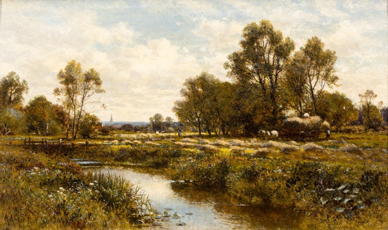 Alfred Augustus Glendening Sr. 
(British, c. 1840-1910)
Landscape with Haymakers, 1899 (1 of 5)