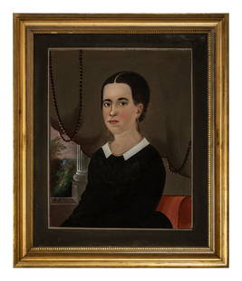 William Matthew Prior (American, 1806-1873): William Matthew Prior (American, 1806-1873) Portrait of Mrs. Polly... oil on canvas inscribed Descriptive Portrait of Mrs. Polly... / By W. M. Prior / Abt. 1848, verso, the vertical stretcher bar part