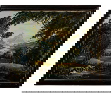 Attributed to Erastus Salisbury Field (American, 1805-1900): Attributed to Erastus Salisbury Field (American, 1805-1900) Mythical Landscape oil on canvas unsigned 28 x 35 inches. This lot is located in Cincinnati. Provenance: Ex-collection, Paul Arons; Nathan L