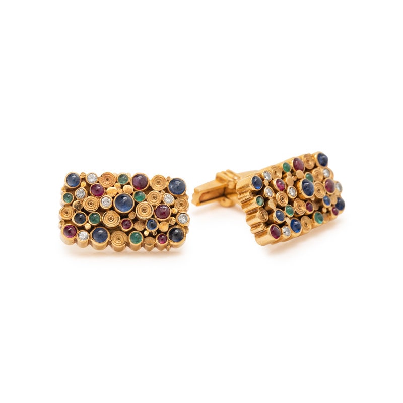 MULTIGEM AND DIAMOND CUFFLINKS (1 of 2)