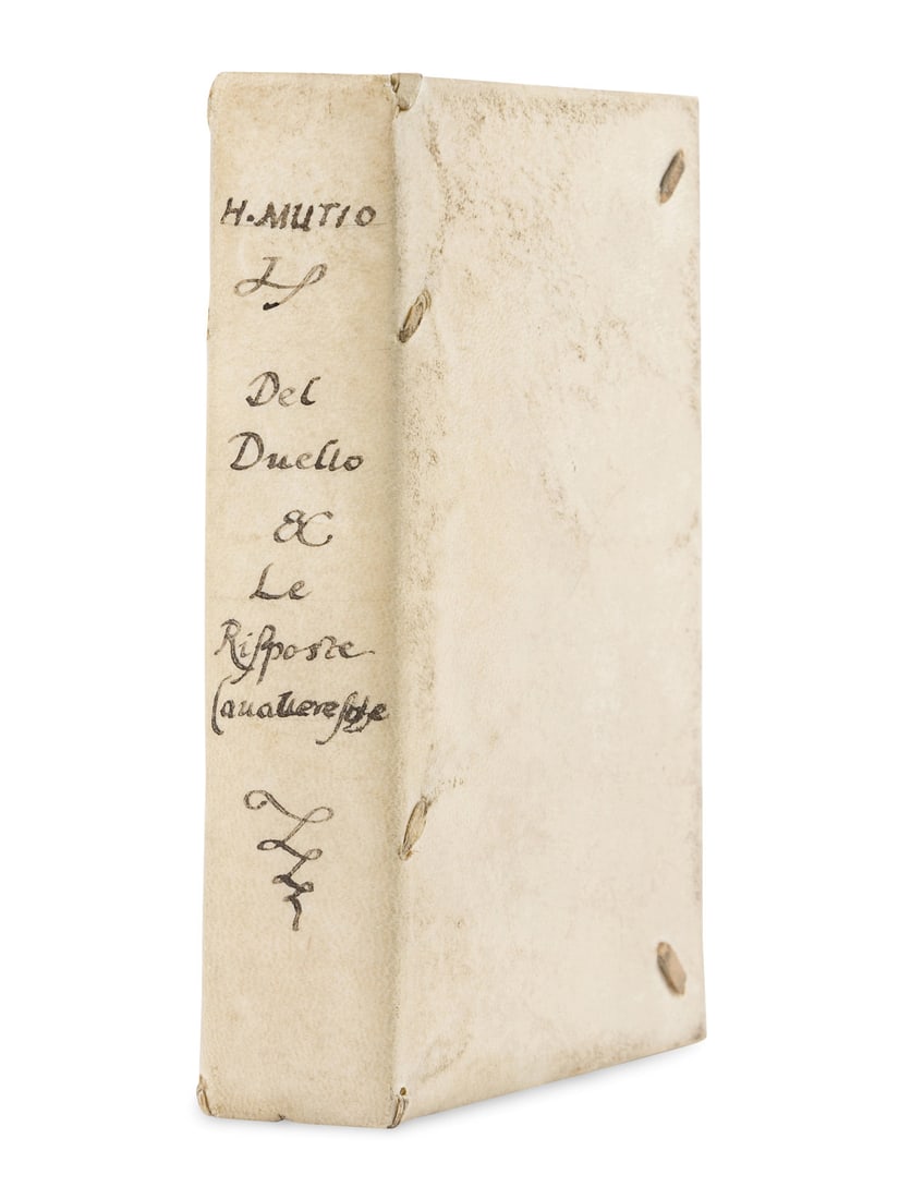 MUZIO, Girolamo. Il Duello del Mutio Justinopolitano. --Le Riposte Cavalleresche del Mutio (1 of 2)