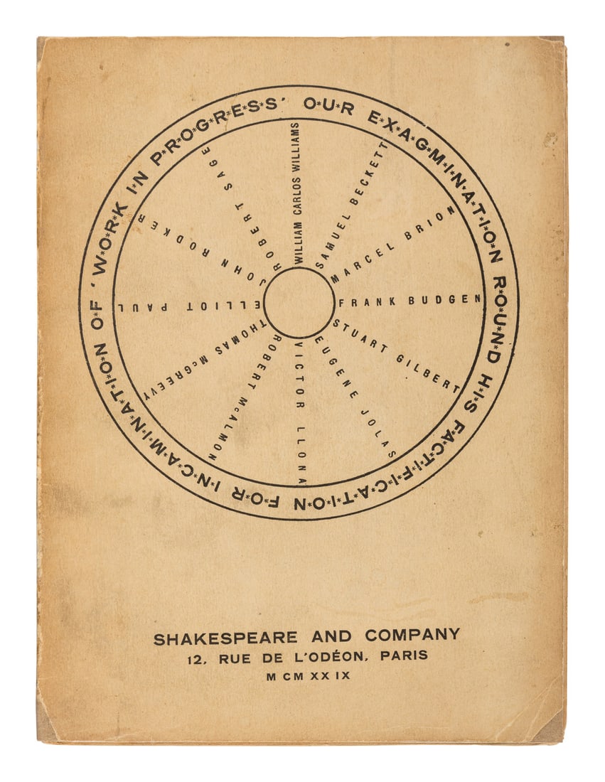 [JOYCE, James]. BECKETT, Samuel et al. Our Exagmination round his Factification for Incamination of (1 of 1)