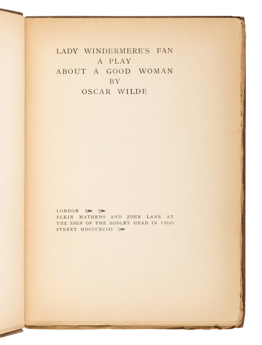 WILDE, Oscar. Lady Windermere's Fan. FIRST EDITION. (1 of 2)