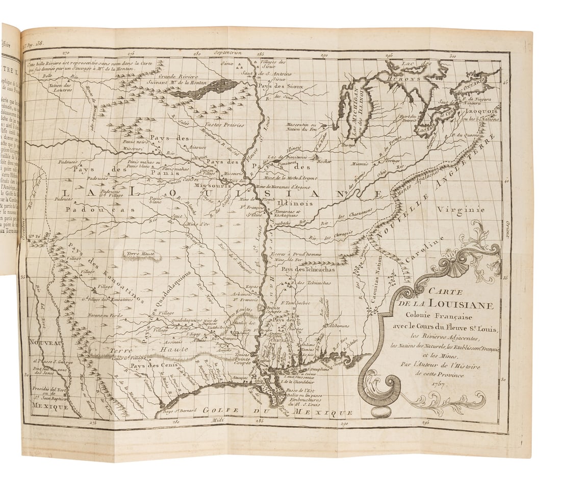 LE PAGE DU PRATZ, Antoine-Simon. Histoire de la Louisiane. FIRST EDITION. COMPLETE. (1 of 2)