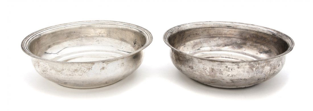 A Pair of Egyptian Silver Bowls, Diameter 6 inches: A Pair of Egyptian Silver Bowls, 1941-1945, of circular form; approximate total weight 12.49 ozt. Diameter 6 inches. Property from the Estate of Helen and C. Nicholas Johnson, Jr., Cave Creek, Arizona