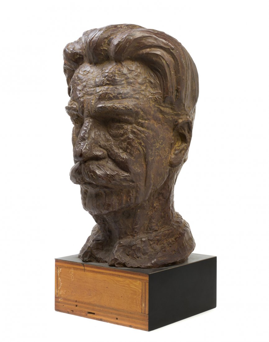An American Bronze Bust, Boris Lovet-Lorski (1894: An American Bronze Bust, Boris Lovet-Lorski (1894-1973), depicting Albert Schweitzer, set on a plinth base. Height 21 1/2 inches.