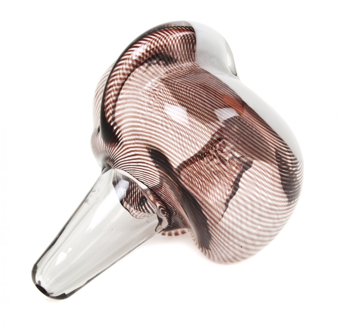 An American Studio Glass Sculpture, Marvin Lipofs: An American Studio Glass Sculpture, Marvin Lipofsky, from the Venini Series, 1975, of organic form in clear glass with a twisting linear design, signed and dated. Height 11 inches.