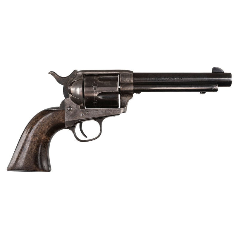 1st Generation Colt Single Action Army Rebuilt in .38 Special: 1st Generation Colt Single Action Army Rebuilt in .38 Special .38 Special. 5.5" barrel length. SN: 117646. (Mfg. Ca 1886) Blued metal finish with casehardened frame and hammer, and mounting replacemen