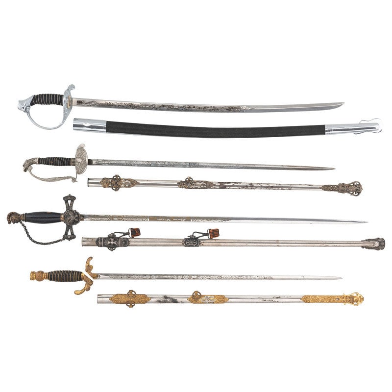 Lot of 4 Fraternal Organization Swords (1 of 20)