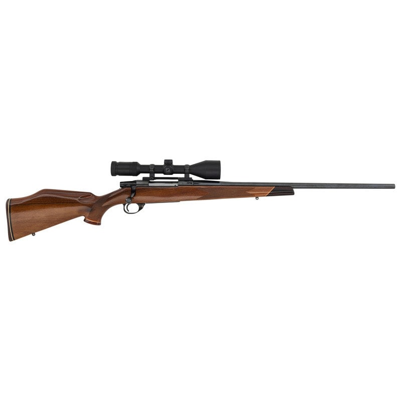 * Weatherby Vanguard Rifle in .30-06 with Carl Zeiss Conquest Optic: * Weatherby Vanguard Rifle in .30-06 with Carl Zeiss Conquest Optic .30-06. 24" barrel length. SN: V37409. Blued metal finish overall with polished bolt and set in a walnut Monte-Carlo style stock wit
