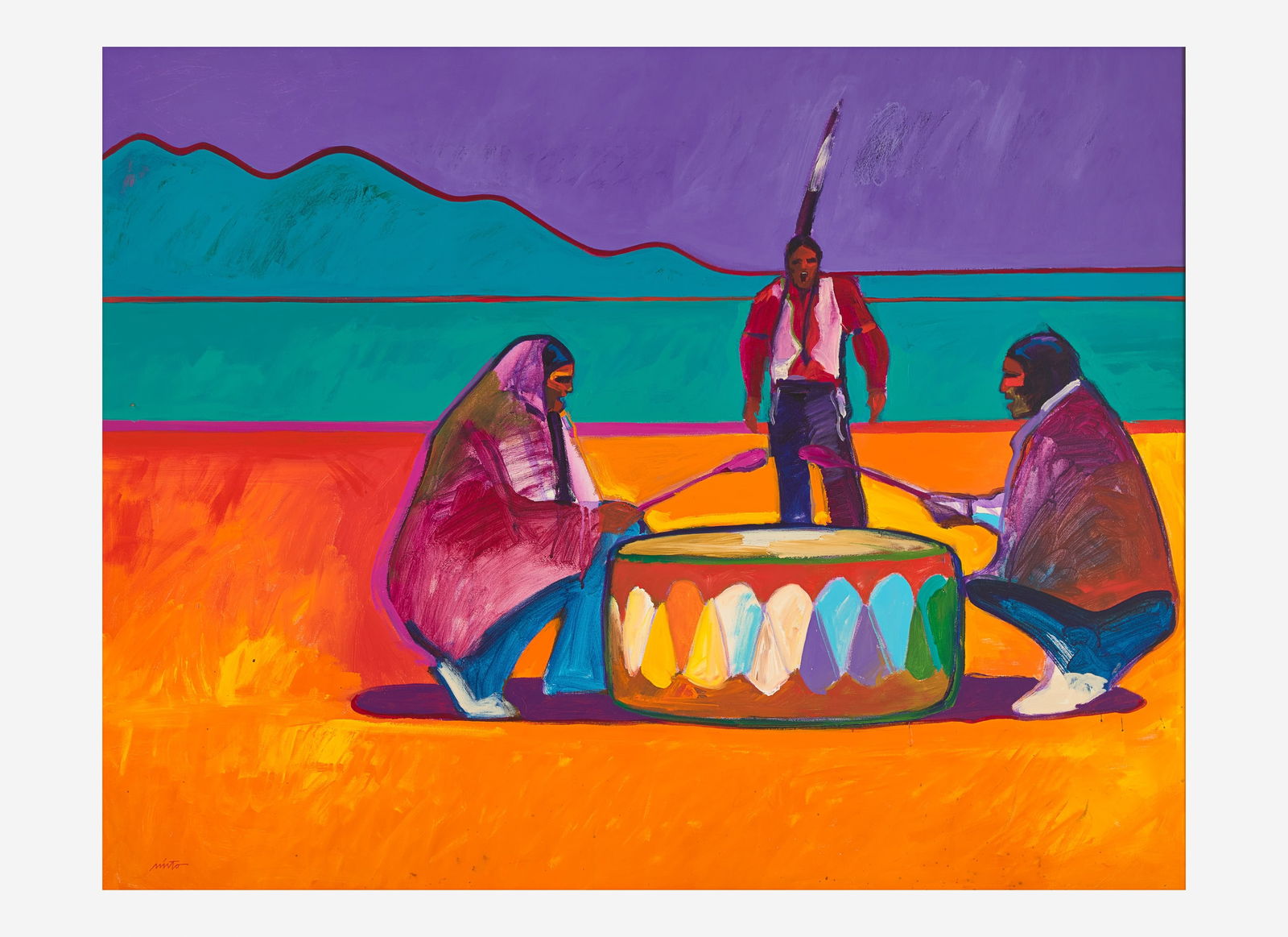 John Nieto (American, 1936-2018), Taos Drum Talk (1 of 2)