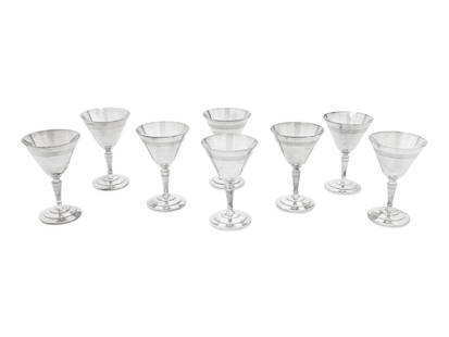 A Set of Eight Mappin and Webb Silver-Plate Art Deco Cocktail Glasses: A Set of Eight Mappin and Webb Silver-Plate Art Deco Cocktail Glasses Designed by Keith Murray, Circa 1935 Height 4 1/2 x diameter 2 1/4 inches. This lot is located in Chicago.