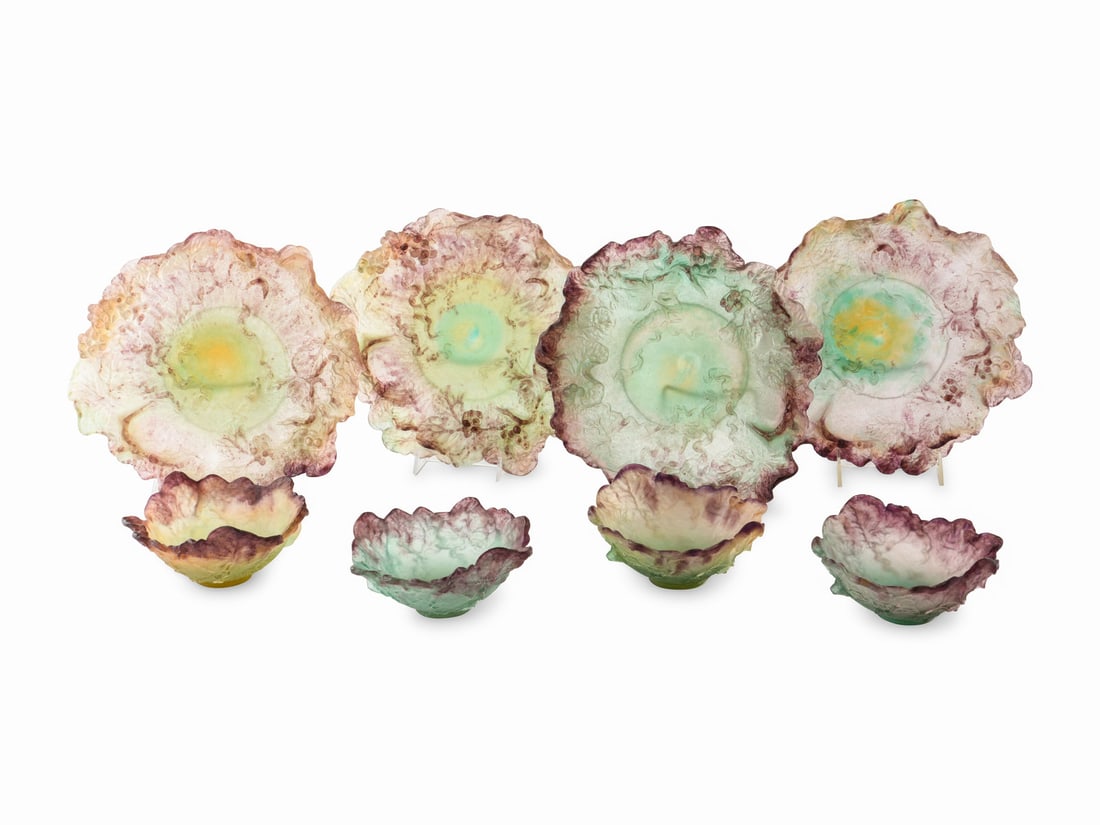 A Set of Daum Nature Pâte-de-Verre Plates and Bowls (1 of 4)