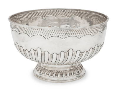 A George III Silver Punch Bowl: A George III Silver Punch Bowl William Bennett, London, 1810 hallmarked for Sterling on side of body 46 ozt 6 dwt Height 7 3/8 x diameter 12 1/8 inches. Property from an Estate, Sterling, Illinois