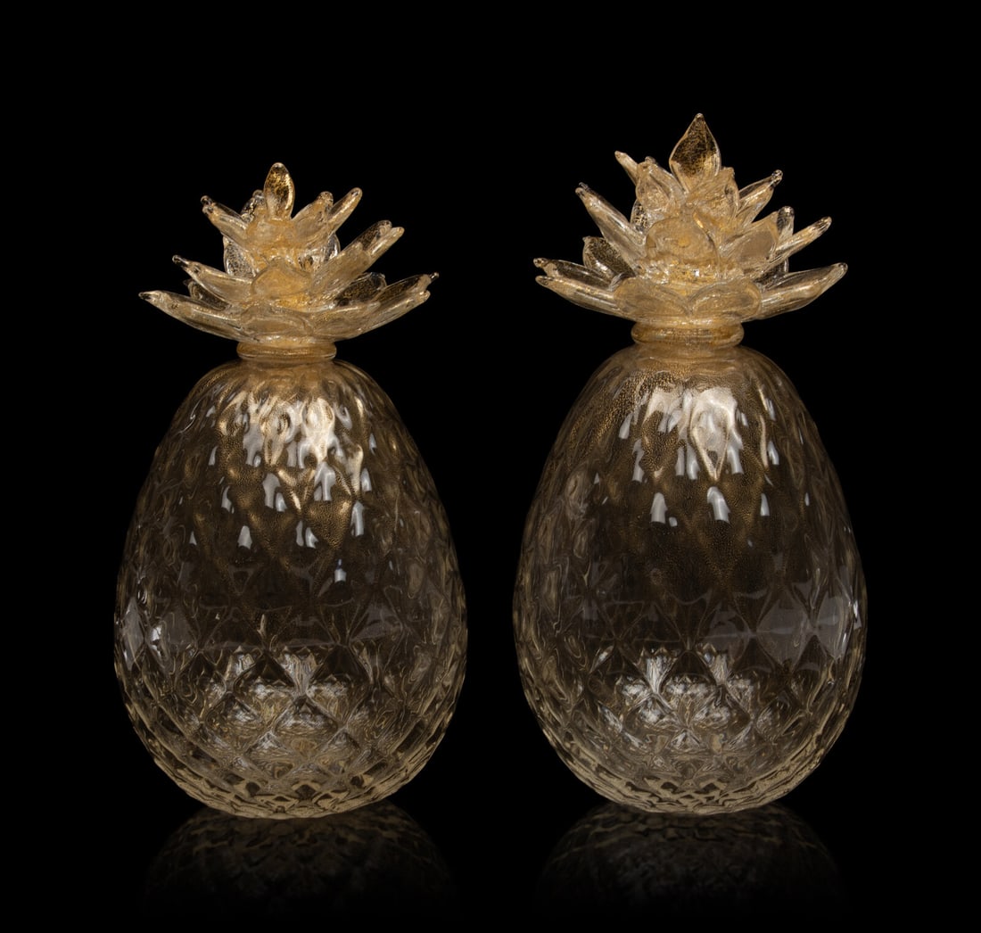 A Pair of Murano Glass Pineapple Ornaments (1 of 4)