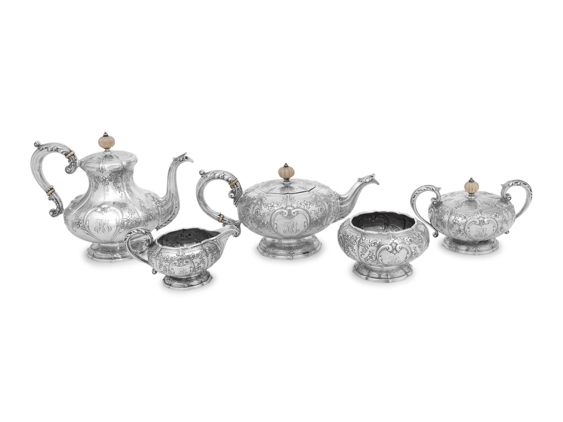 An American Silver Five-Piece Tea and Coffee Service (1 of 4)