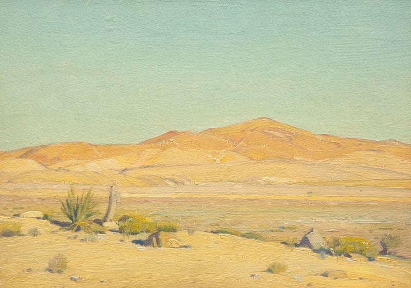 Clyde Forsythe (American, 1885-1962) Mojave Sunlight: Clyde Forsythe (American, 1885-1962) Mojave Sunlight oil on paper laid to board signed CF (lower right); signed and inscribed (verso) 6 3/4 x 9 3/4 inches Property from the Collection of Sta