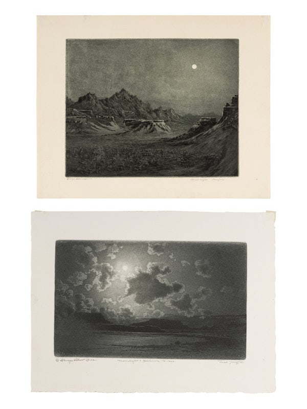 George Elbert Burr
(American, 1859-1939)
Two Works: Desert Night, Arizona and Moonlight, Holbrook, N (1 of 5)