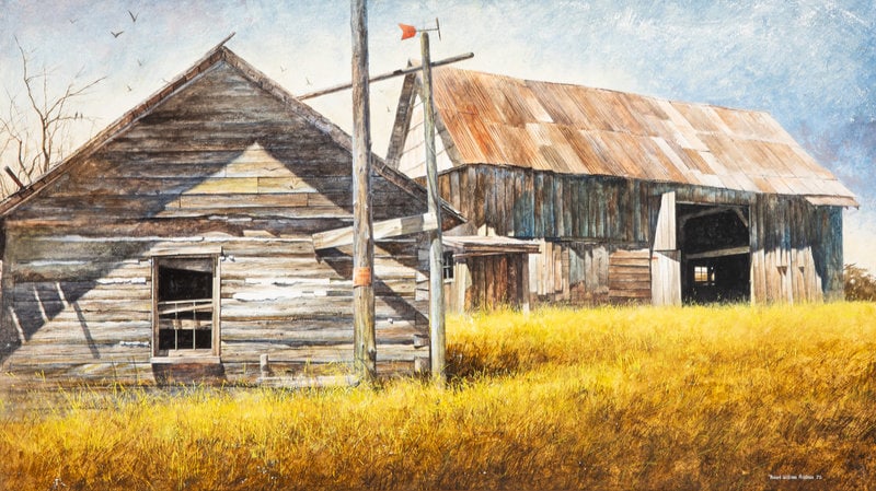 Robert Addison (American, 1924-1988) The Weather Vane, 1970: Robert Addison (American, 1924-1988) The Weather Vane, 1970 oil on board signed Robert William Addison and dated (lower right) 20 1/2 x 36 inches Property from a Private Collection Cura