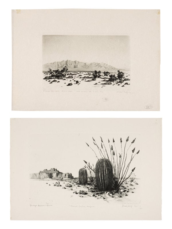 George Elbert Burr
(American, 1859-1939)
Two Works: Barrel Cactus, Arizona and Santa Catalina M (1 of 5)