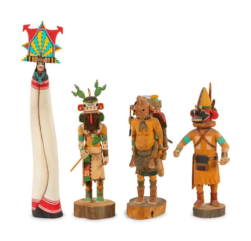 Collection of Hopi Katsinas: Collection of Hopi Katsinas late 20th century smallest 14 inches tallest height 24 inches Size tallest height 24 inches