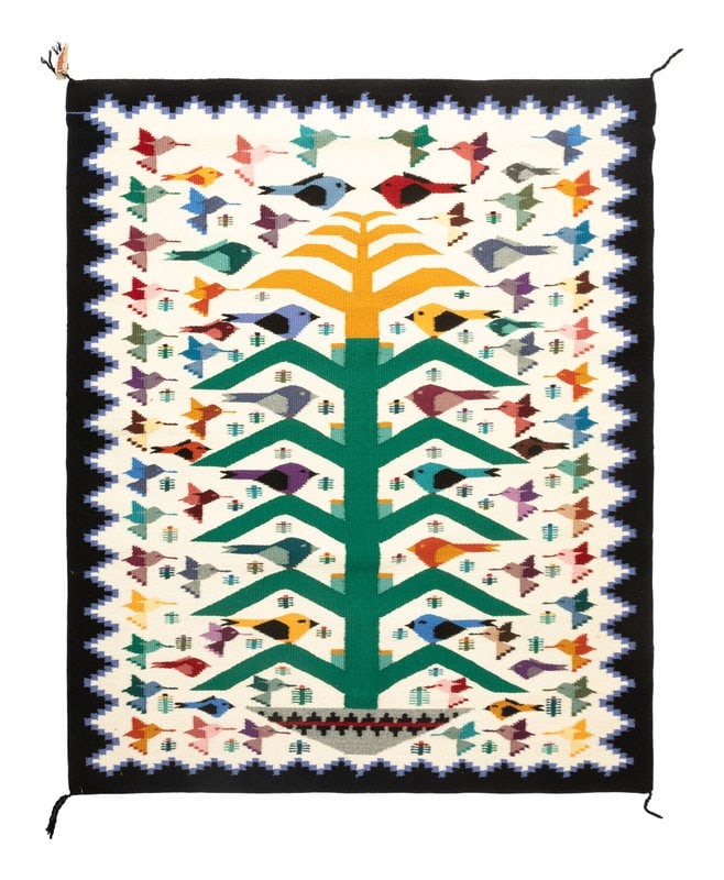 Navajo Corn Stalk of Life Weaving / Rug: Navajo Corn Stalk of Life Weaving / Rug third quarter 20th century 52 x 43 1/2 inches